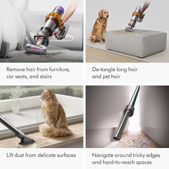 Dyson V15 Detect Plus Cordless Vacuum Illumination Reveals dust 240AW 3 Power Modes Up to 60 Minutes² Deep Cleans Hard Floors and Carpets Detangles pet Hair Converts to Handheld