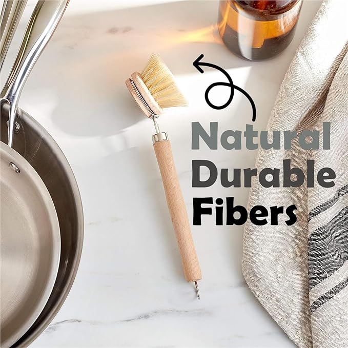 Natural Horsehair Fiber Kitchen Brush - 10 Dish and Glass Cleaner for Effective Scrubbing(9 Tampico Fiber Dish Brush)