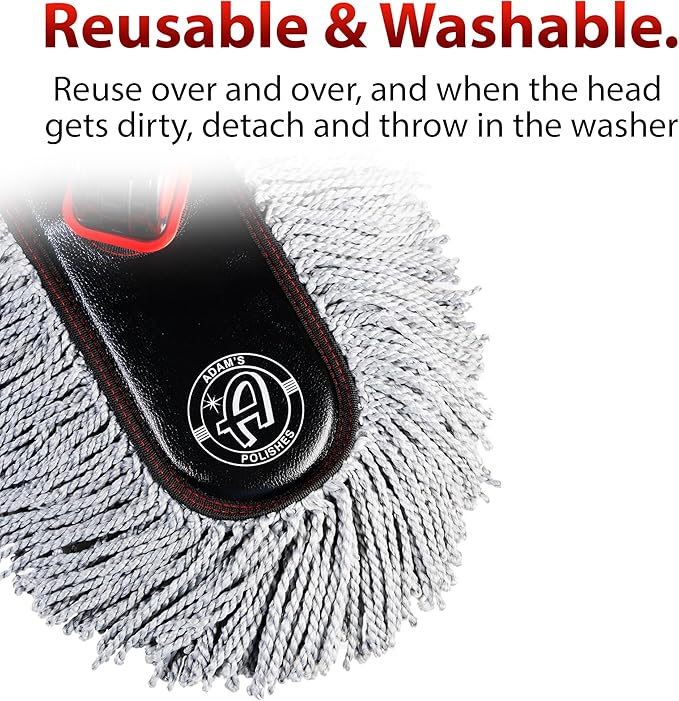 Adam's Polishes Microfiber Duster – Exterior Soft Premium Large Car Duster Kit Extendable Handle with Long Pole Safe On Paint &amp Removes Dust Pollen Dirt Cotton Hair &amp More