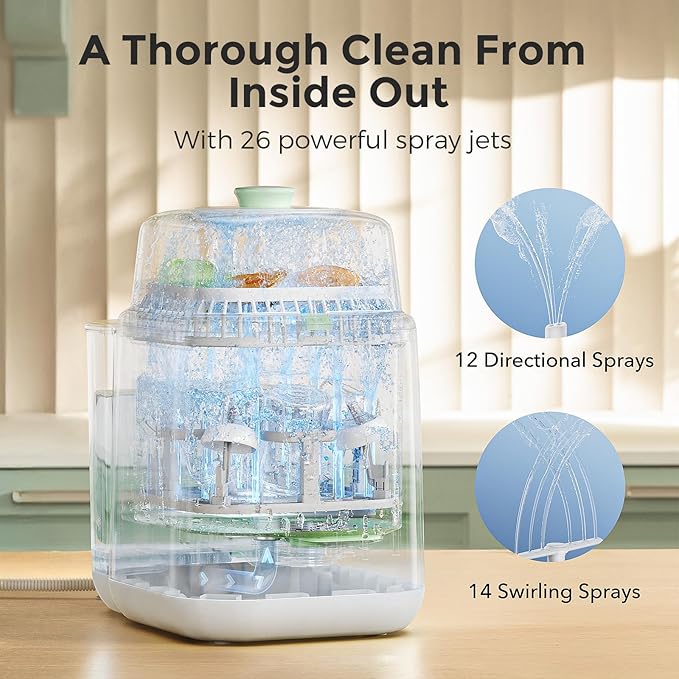Momcozy KleanPal Pro Baby Bottle Washer Sterilizer &amp Dryer - All-in-One Cleaning Machine for Bottles Pump Parts &amp Baby Essentials - Time-Saving &amp Effortless Care