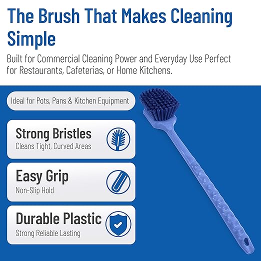 SPARTA 40501EC14 Plastic Large Scrub Brush Kitchen Brush Utility Brush With Long Handle For Cleaning 20 Inches Blue
