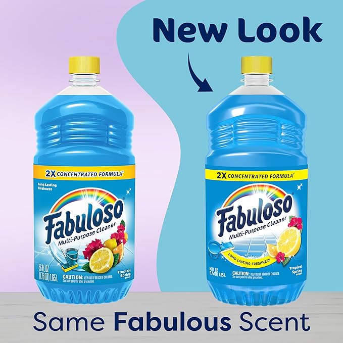 Fabuloso 2X Multi-Purpose Cleaner No Rinse Floor Cleaner Long-Lasting Freshness Tropical Spring Scent 56 fl oz
