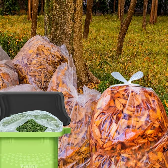 40-45 Gallon Lawn &amp Leaf Trash Bags 125 Count Bulk Heavy Duty Clear Plastic Recycling Bags Multi-purpose Garbage Bags for Home Commercial Outdoor Construction Industrial