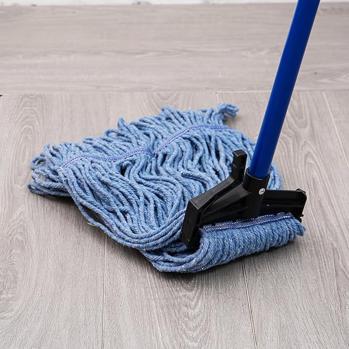 Matthew Easy Trigger Release Mop Handle 60 inch Metal Mop StickCommercial Mop Head Replacement Holder for Floor CleaningClip On Mop Handle Quick Change - 6Pack Blue