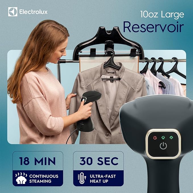 Electrolux Steamer for Clothes LX15003 Portable Handheld Fabric and Garment Steamer Iron Press Wrinkle Remover with Lint Remover &amp Fabric Brush – Black