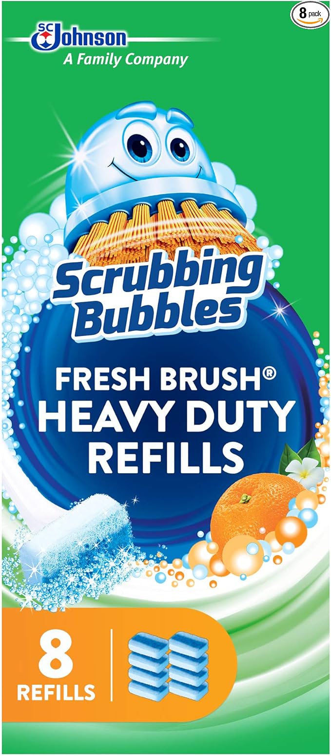 Scrubbing Bubbles Toilet Bowl Wand Cleaner Refills Fresh Brush Heavy Duty Cleaner Toilet Refill Pads Removes Limescale &amp Odors Citrus Scent 8 Count (Pack of 8)