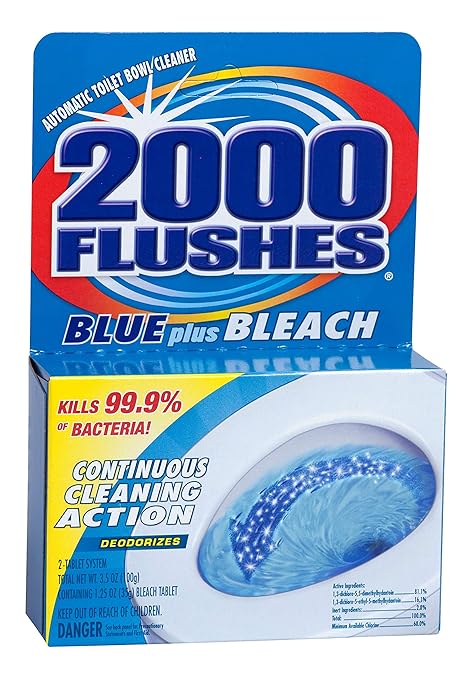 2000 FLUSHES 208082 Blue Plus Bleach Automatic Toilet Bowl Cleaner Twin-Pack 3.5 OZ [PACK OF 6]