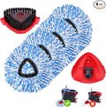 4 Pack Spin Mop Replacements Heads Microfiber Compatible with Oceda RinseClean 2-Tank System Includes 1 Gray Mop Scrub Brush 1 Mop Base 4 Easy Cleaning Mop Heads Blue Color