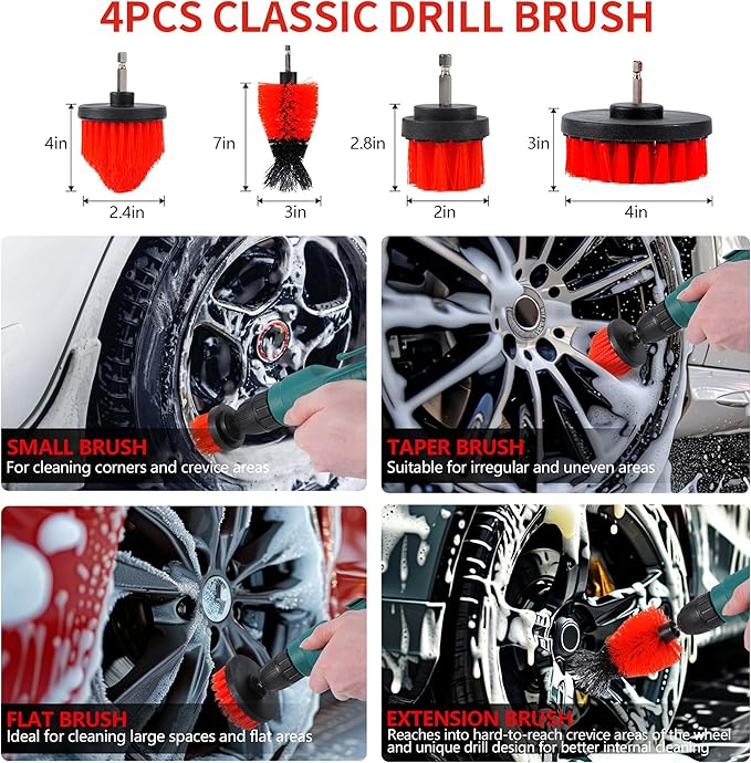 35Pcs Car Detailing Kit Car Cleaning Kit with Windshield Cleaning Tool and Tool Box Interior &amp Exterior Auto Care Supplies and Brushes (B：35PCS-R)