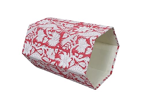 Handmade Cotton Paper Waste Basket Stylish Trash Can for Home or Office (1 RED Bard)