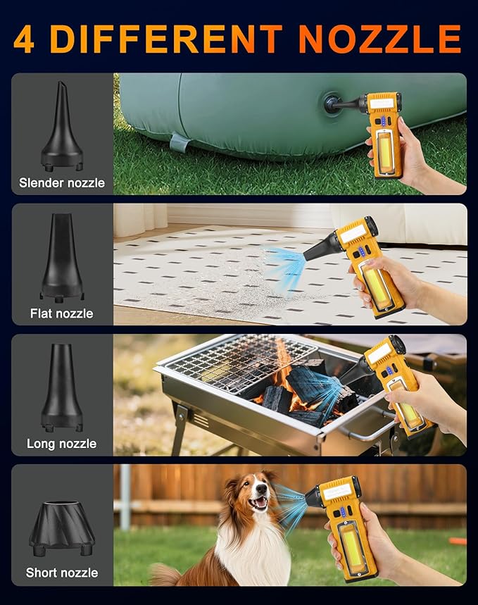 Compressed Air Duster 110000RPM Electric Air Duster 2-Gear Adjustable Mini Blower with Light Rechargeable Electric Air Blower Dust Blower for Keyboard PC Vents Car Interiors &amp Home Dusting