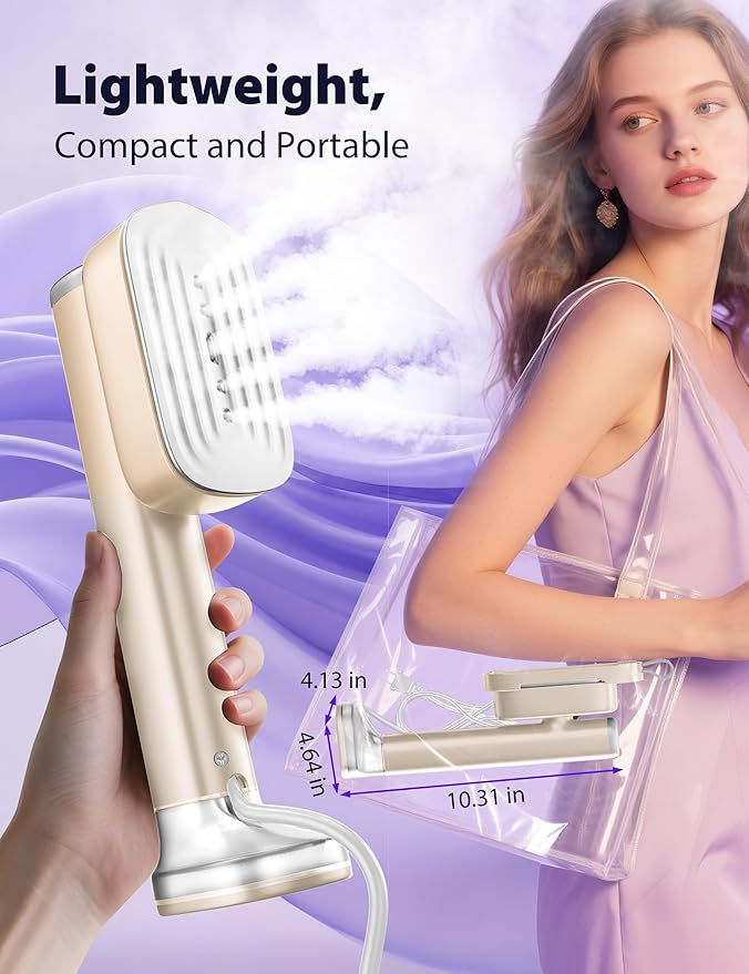 Steamer for Clothes Portable Handheld Garment Steamer15s Fast Heat-up180ml TankSteamer Ironing Gloves35 Minutes of Continuous Ironing for Travel and Home(Champagne Gold)