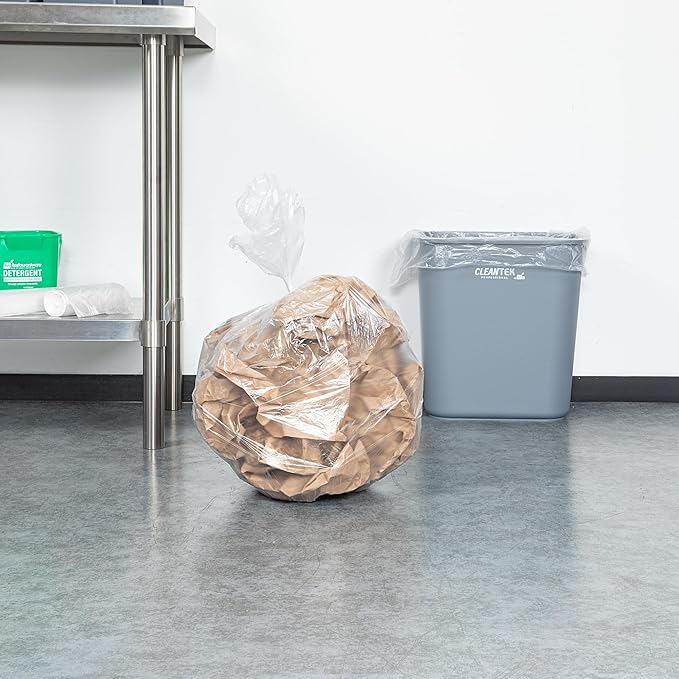 Restaurantware-RW Clean 13 Gallon Trash Bags 1000 Light-Duty Garbage Can Liners- Fits 12-16 Gallon Trash Cans Stretchable Clear Plastic Bin liners with Star Seal Bottom