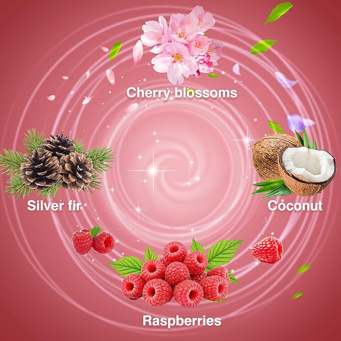 Plug In Air Freshener Refills Cherry Blossom Raspberry Balsam Fir Coconut Scent Combination For Home 12 Count Plug-In Fragrance Refill Compatible with Air Wick &amp Glade Not Include Glade Plu