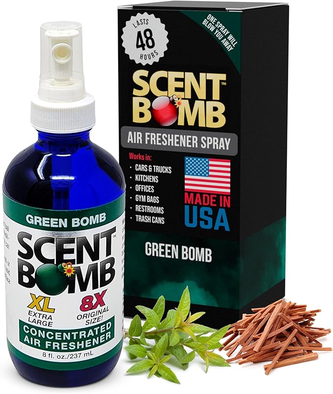 Scent Bomb Air Freshener Spray Long-Lasting Odor Eliminator for Home &amp Car Effective Deodorizer for Kitchen Bathroom Fresh Room Spray &amp Smell Neutralizer Green Bomb Scent