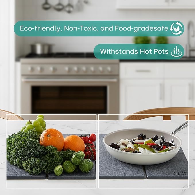 Stone Drying Mat For Kitchen Counter Diatomaceous Stone Dish Drying Mat For Kitchen - Quick Drying Dish Mat - Water Absorbing Stone Tray Foldable Eco-Friendly Gray Color (23.5 x 15.4)