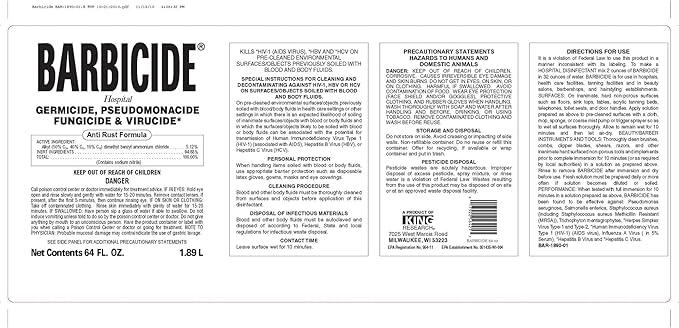 BARBICIDE Half Gallon Disinfectant Concentrate – 2 Pack | EPA-Registered Hospital-Grade Germicide for Salons &amp Barbershops | Anti-Rust Solution for Shears Combs &amp Professional Tools