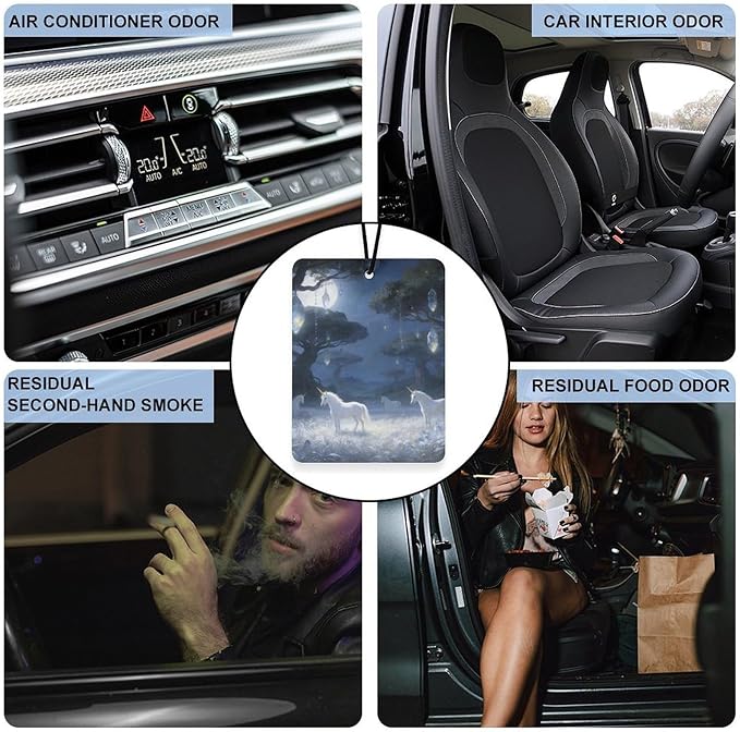 5PCS Car Air Freshener Hanging Personalized Double Sided Unicorn Habitat Car Fresheners Long Lasting New Cars Scents Cute Automotive Freshies for Closets Drawers (tea)