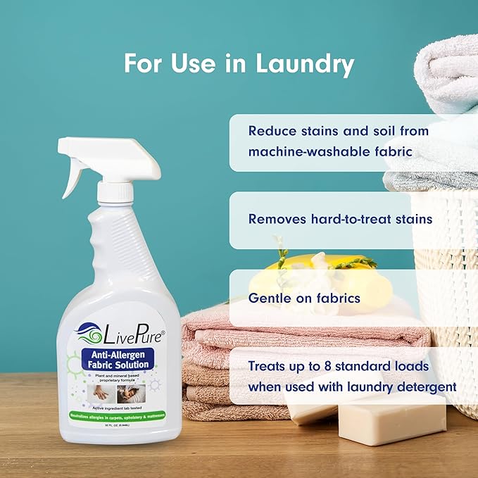 LivePure Anti-Allergen 32 OZ Fabric Spray for Household Surfaces 2 Pack