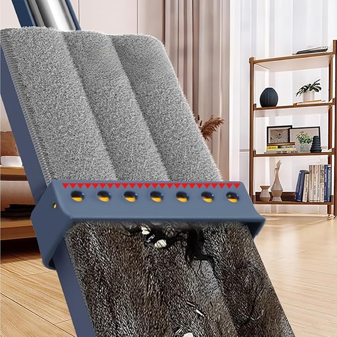 Microfiber Mop for Floor Cleaning and Wall Cleaner Long Handle Mops and Bucket Set with Fiber Pads Large 360° Rotatable Flat Mop for Home Living Room Bedroom