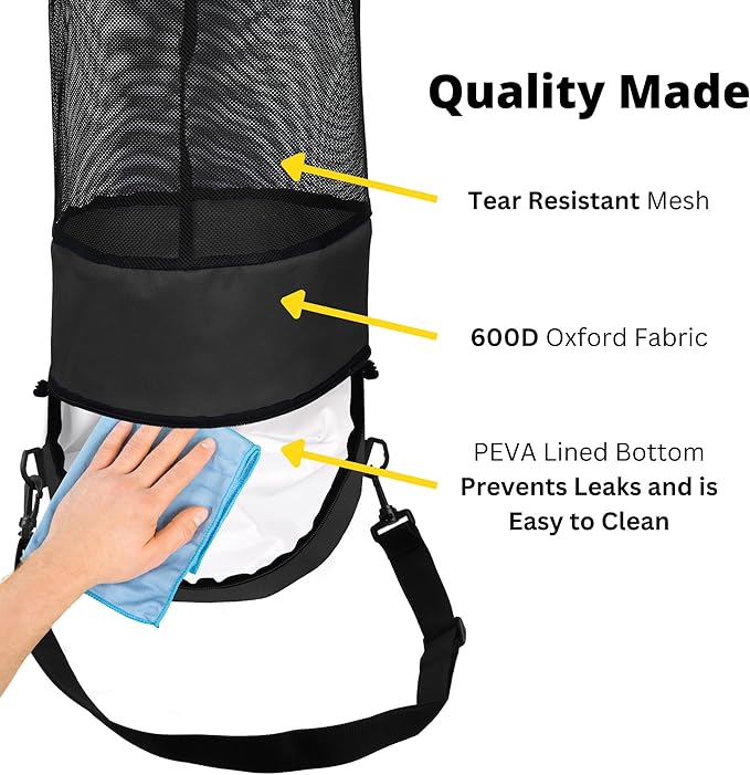 Boat Trash Bag - Heavy-Duty 600D Mesh Oxford Fabric with Bottom Zipper and Top Rubber Closure - Leakproof and Washable for Boats Kayaks Campers RVs and More