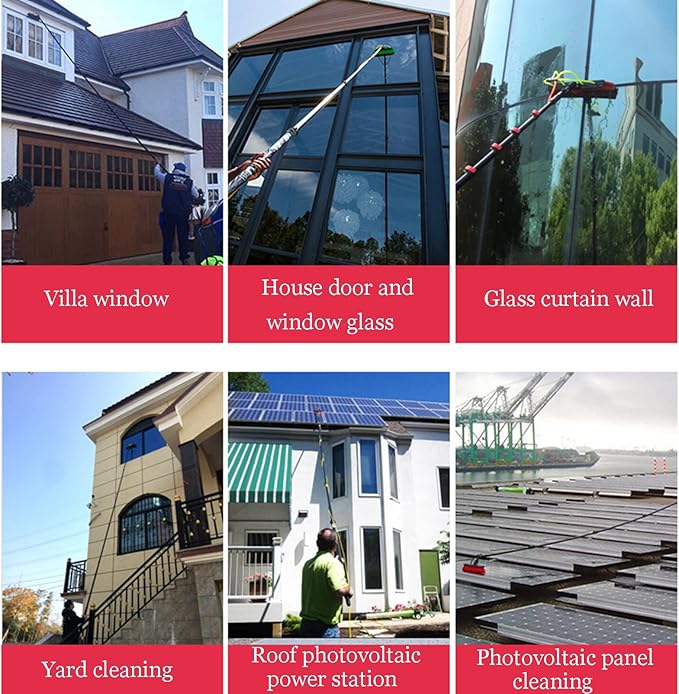 Window Cleaning Pole Window Cleaner Kit Water/Hose Fed Pole Window Cleaning Brush Equipment Cleaning Photovoltaic and Solar Panels12FT/3.6M