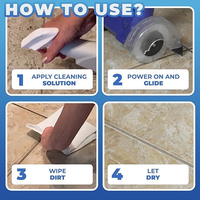 Electric Stand-Up Lightweight Grout Cleaning Machine – Easy-to-Use Tile Grout Cleaner for Deep Cleaning Kitchen Floors Bathrooms &amp Tile Surfaces | Powerful Electric Floor Scrubber Tool (Original)