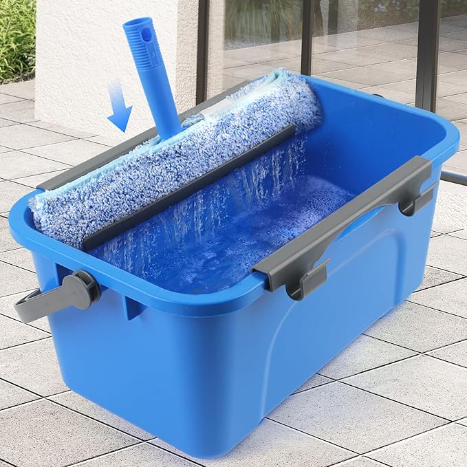 Window Cleaning Kit with Bucket 3 Gallon 14 Window Squeegee and 15 Scrubber with 61 Long Handle Professional Window Washing Equipment Cleaner Tool for Home Outdoor Commercial Use