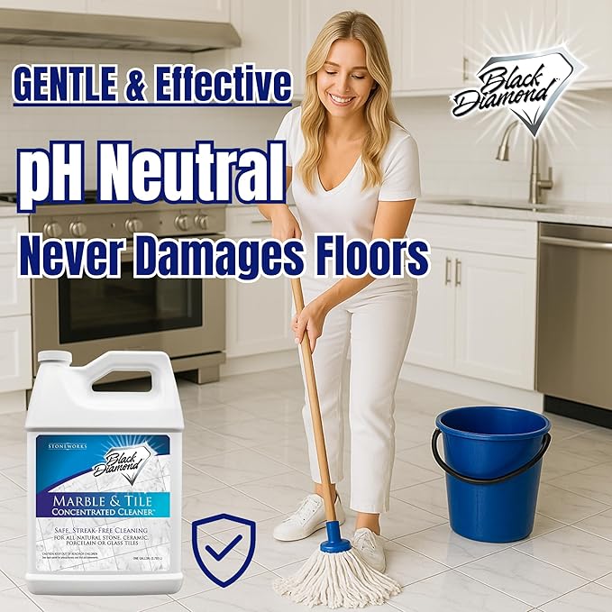 Black Diamond Stoneworks MARBLE &amp TILE FLOOR CLEANER. Great for Ceramic Porcelain Granite Natural Stone Vinyl and Brick. No-rinse Concentrate.(4-Gallons)