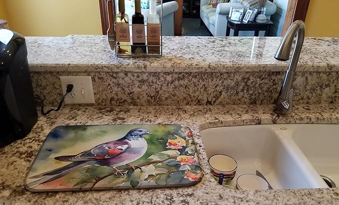 Caroline's Treasures DAC3261DDM Pigeon Dish Drying Mat Absorbent Dish Drying Mat Pad for Kitchen Counter Dish Drainer Mat for Countertop 14 x 21 Multicolor