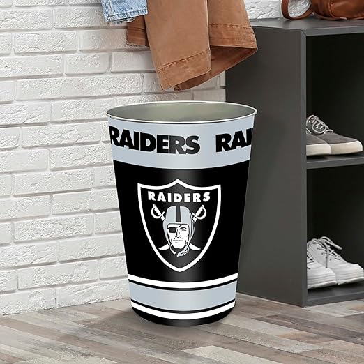 FANMATS NFL - Las Vegas Raiders Wastebasket | Black | 15x10.5x10.5 | Primary Logo Helmet &amp Wordmark