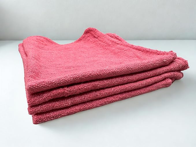 Angel-in-Armor Red Shop Towels (14”x14”) – 500 Unit Box of Lint-Free Cotton Shop Towel Cleaning Rags – Durable Shop Rags for Auto Garage Industrial and Commercial Use