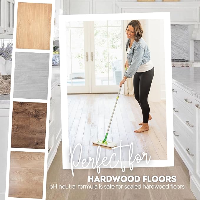 Quick Shine Hardwood Floor Clean + Polish Mop Kit w/ 3 Reusable Pads &amp 1-16 oz. Floor Luster w/Plant-Derived Carnauba | Use Wet + Dry | Safer Choice pH Neutral Ready to Use Formula