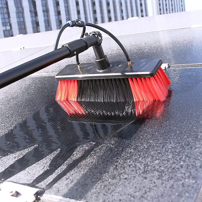 Water Fed Pole Kit &amp Outdoor Window Cleaner Window Glass Photovoltaic Solar Panel Cleaning System Washing Equipment Tool Solution&amp Scrubber Brush &amp Hose Spray Washer 3.6Rod length50brush