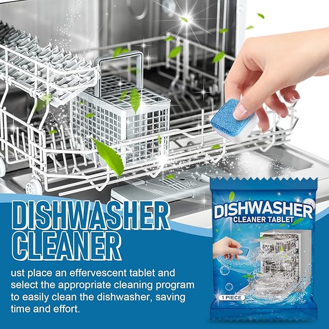 Dishwasher Cleaner Tablets - 1 Pack Removes Grease Stains &amp Odors Kitchenware 专用Easy To Use Restores Freshness(2PCS)