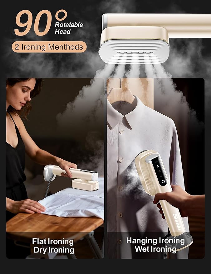 Steamer for Clothes Portable Handheld Garment Steamer15s Fast Heat-up100ml180ml TankSteamer Ironing Gloves35 Minutes of Continuous Ironing for Travel and Home (Pale Gold)