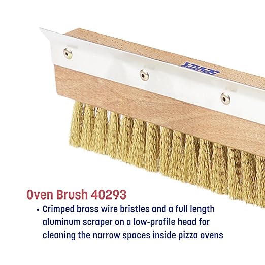 SPARTA Pizza Oven Brush Replacement Head with Crimped Brass Bristles and Stainless-Steel Scraper Durable Ideal for Commercial Kitchens 10 Inches Wood