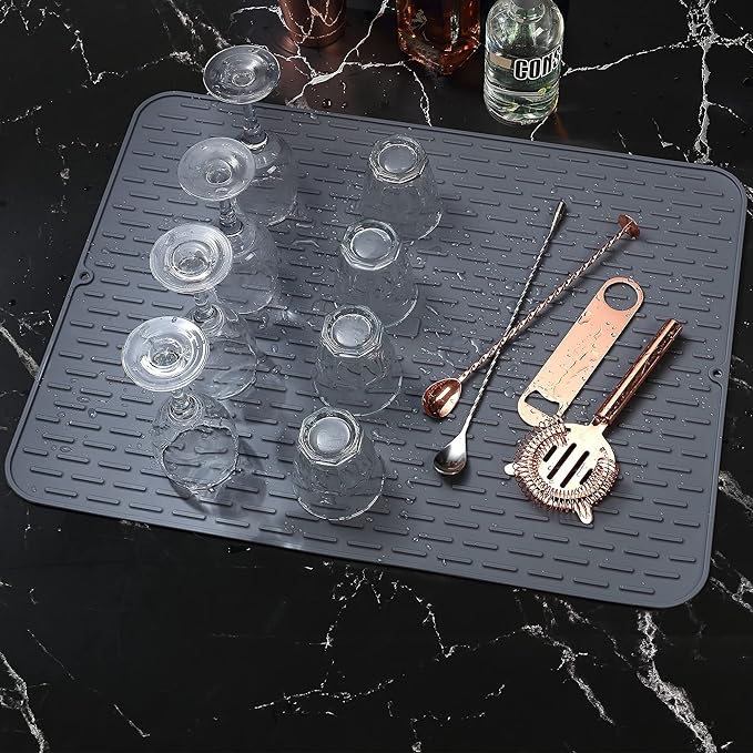 To encounter Silicone Dish Drying Mat - Extral Large 20 x 16 - Set of 2 Flexible Rubber Drying Mat Heat Resistant Silicone Trivet Countertop Mat Dish Draining Mat Sink Mat