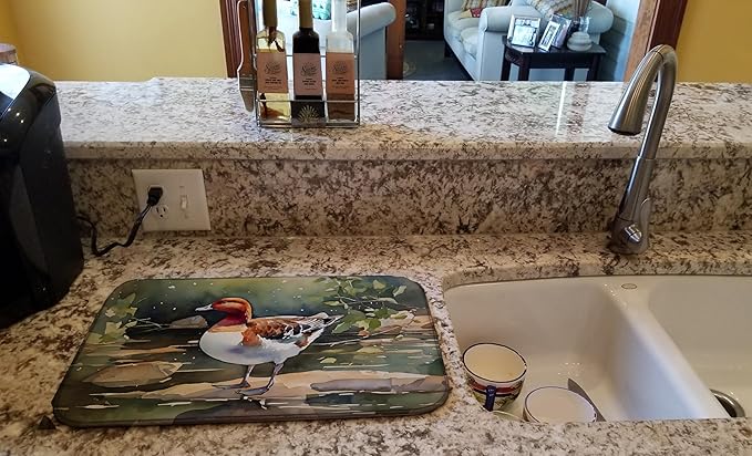 Caroline's Treasures DAC3263DDM Redhead Duck Dish Drying Mat Absorbent Dish Drying Mat Pad for Kitchen Counter Dish Drainer Mat for Countertop 14 x 21 Multicolor