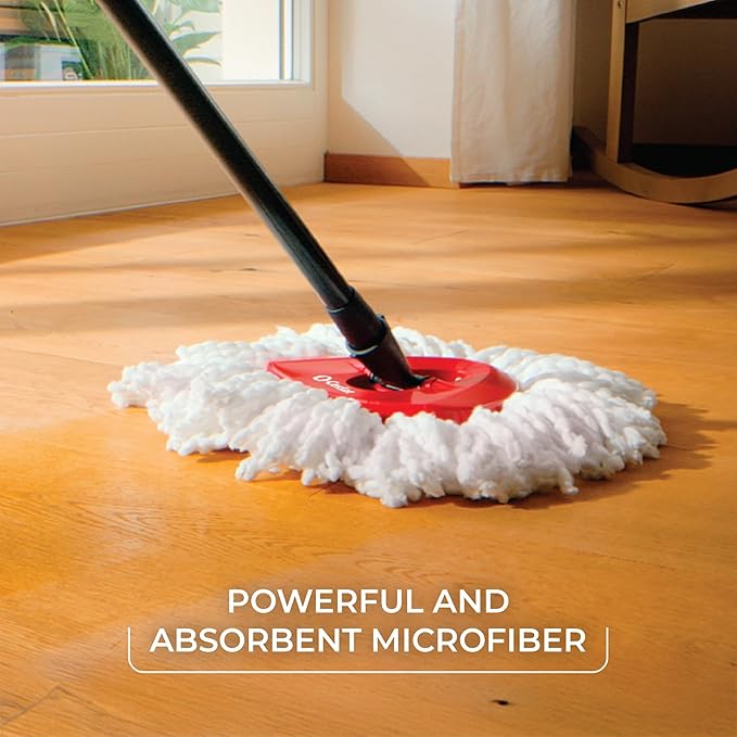 O-Cedar Easywring Microfiber Spin Mop &amp Bucket Floor Cleaning System with 3 Extra Refills