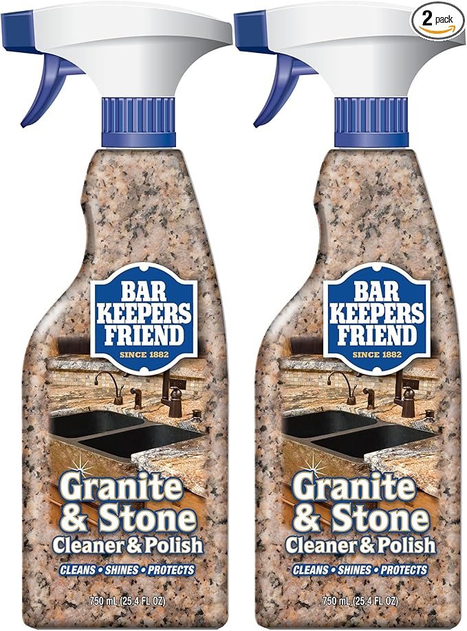 Bar Keepers Friend Granite &amp Stone Cleaner &amp Polish (25.4 oz) Granite Cleaner for Use on Natural Manufactured &amp Polished Stone Quartz Silestone Soapstone Marble - Countertop Cleaner &