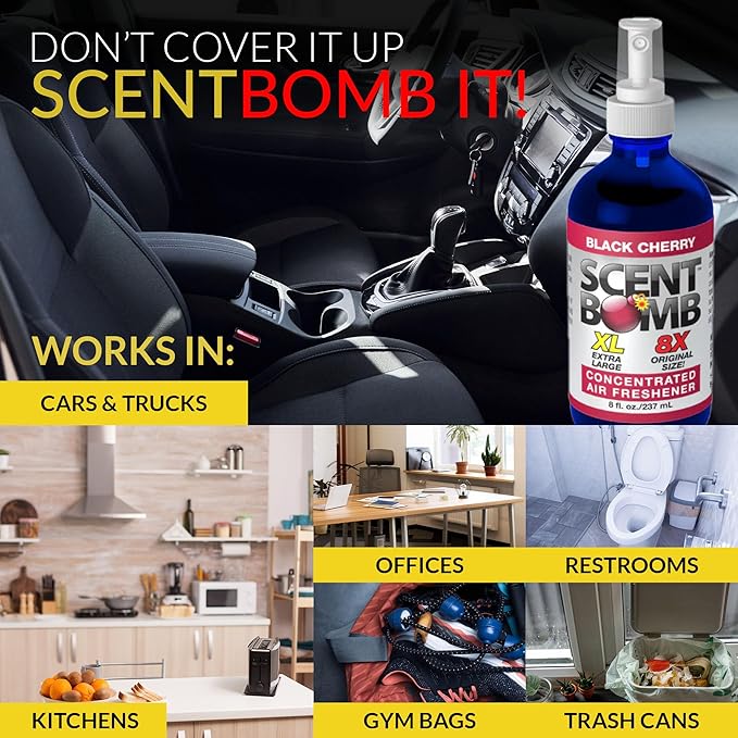 Scent Bomb Air Freshener Spray Long-Lasting Odor Eliminator for Home &amp Car Effective Deodorizer for Kitchen Bathroom Fresh Room Spray &amp Smell Neutralizer Black Cherry Scent