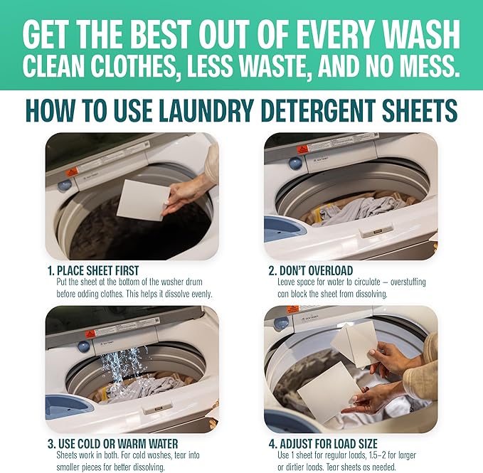 Sudstainables Laundry Detergent Sheets 200 Loads – Dissolvable Laundry Sheet for Washing Machines Compact Alternative to Liquid &amp Powder Detergent Travel-Friendly Soap | Lemon