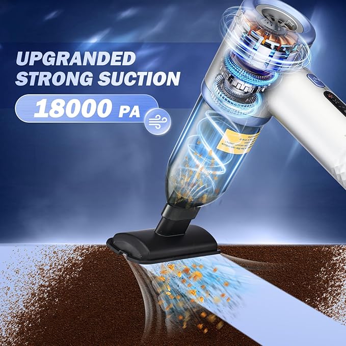 Mini Vacuum Cleaner 3 in 1 Cordless Handheld Vacuum Cleaners 18000Pa High Power Car Vacuum Cleaner with Brushless MotorAdjustable Car Vaccum Portable Cordless for CarsDesktop-Blue