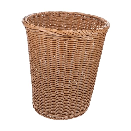 Alipis Woven Wastebasket Eco-Friendly Simulated Rattan Trash Basket for Office Home Sturdy Beige Design Decorative Container for Bathroom Kitchen Living Room