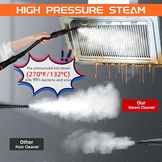 Handheld Steam Cleaner Steamer for Cleaning 350ml Large Capacity Multi-Purpose Steam Cleaners for Home Use with 9-Piece Accessories Powerful Steam Cleaner Machine for Home Auto Patio More