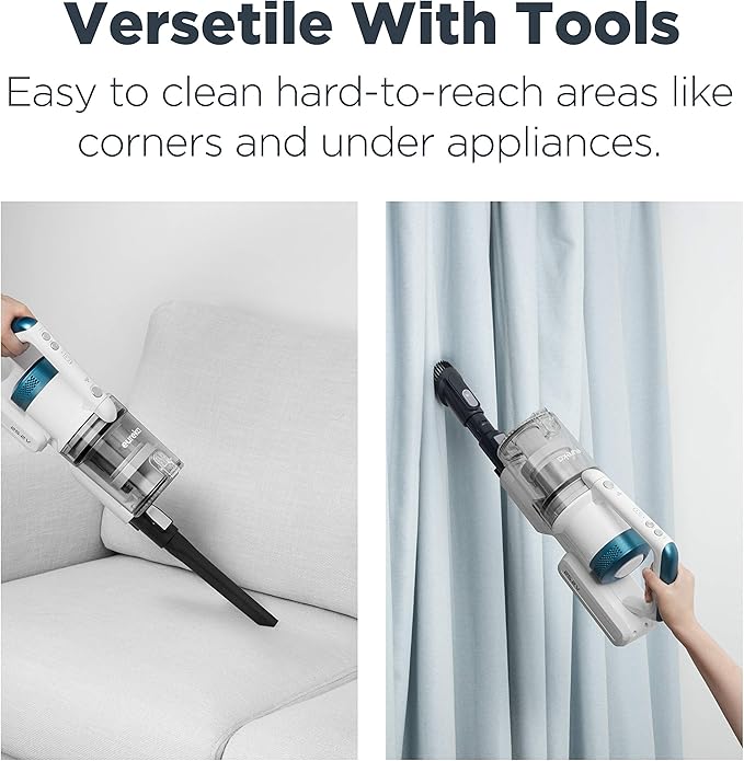Eureka NEC185 Cordless Stick Vacuum Cleaner Convenient for Hard Floors Rechargeable Handheld Vacuum Cleaner Portable with Powerful Motor Efficient SuctionWhite