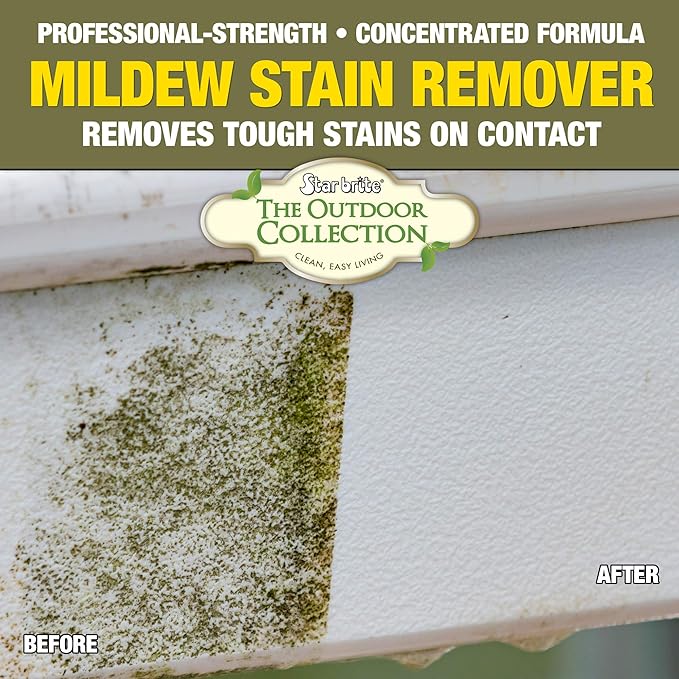 STAR BRITE O/C Mildew Stain Remover - Professional Strength Quick-Acting Multi-Surface Cleaner for Outdoor Furniture Vinyl &amp Grout - 1 Gallon (054400)