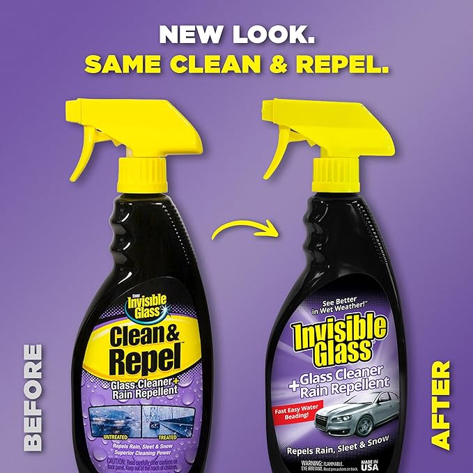 Invisible Glass 92184-6PK Glass Cleaner + Rain Repellent 2-in-1 Windshield and Window Spray Cleans Auto Glass Repels Rain Sleet Snow Improves Wet Weather Visibility – 22 fl oz (Pack of 6)