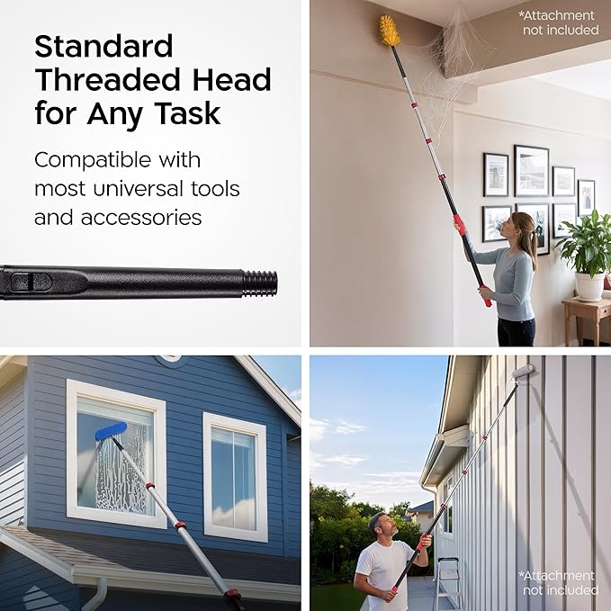 Tyroler Professional Window Squeegee with Extension Pole | 4.5-12.9ft Squeegee for Windows Cleaning | Outdoor Window Cleaner Tool Windows Washing Kit with Extension Pole | Window Cleaning Kit